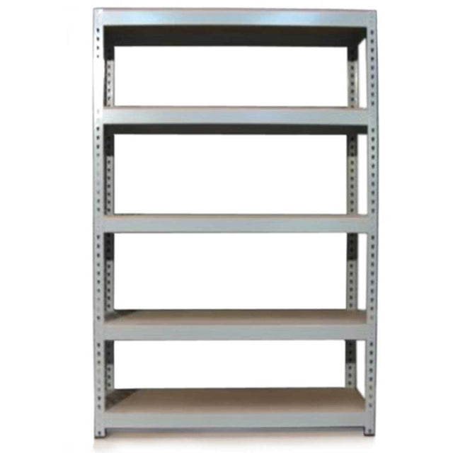 Robustes Q-Rax Lagerregal in Silber mit vier stabilen Regalböden, ideal für die Aufbewahrung von Werkzeugen und Materialien, Maße 120cm x 180cm x 50cm
