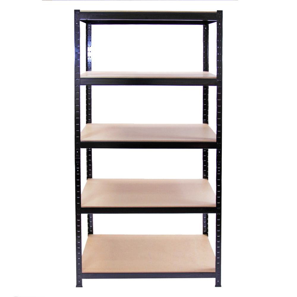 Schwarzes Monster Racking T-Rax Lagerregal mit fünf stabilen Regalböden aus Holz, ideal für die Aufbewahrung von Werkzeugen und Materialien, Maße 180 x 90 x 45 cm