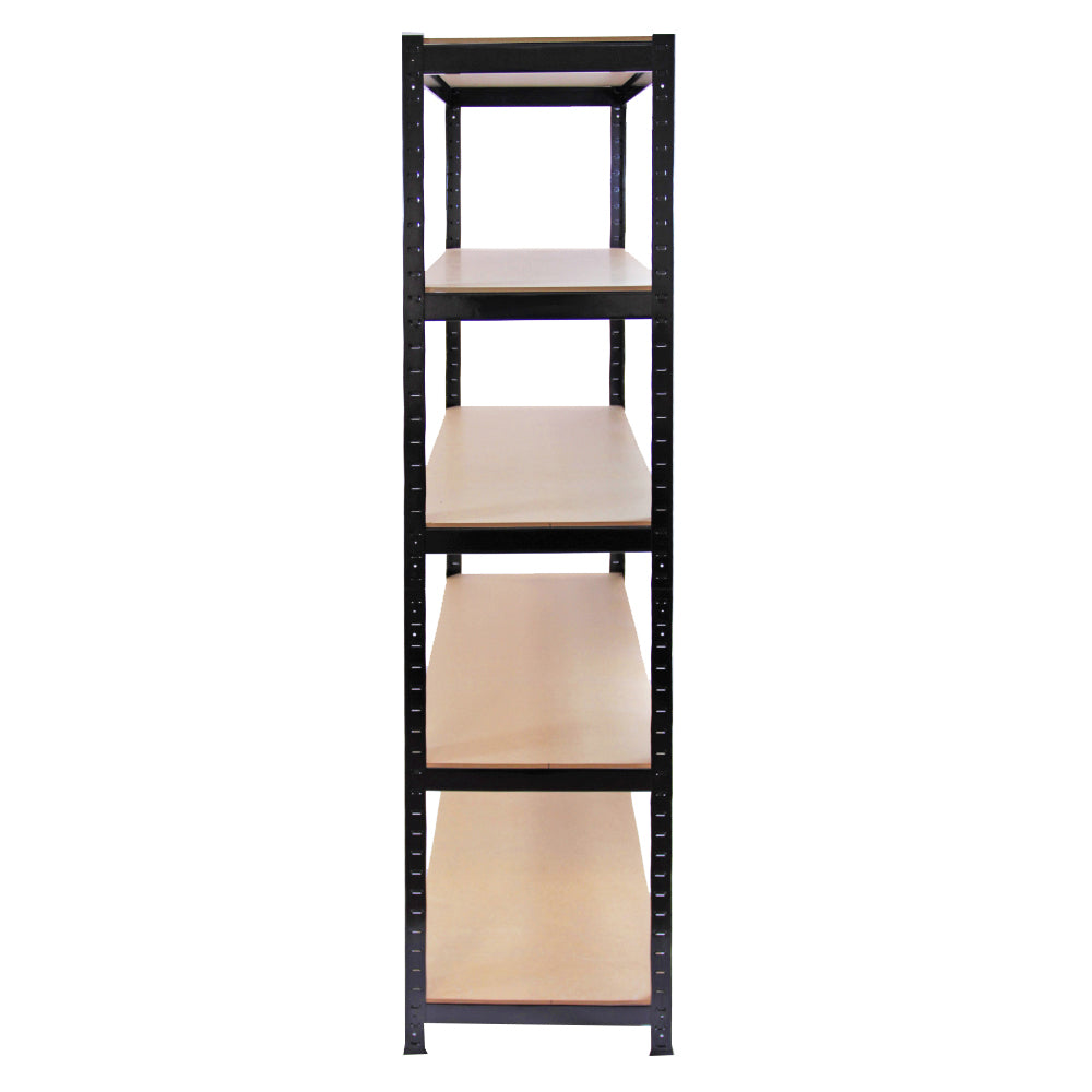 Schwarzes Monster Racking T-Rax Lagerregal mit fünf stabilen Holzregalen, ideal für die Aufbewahrung von Werkzeugen und Haushaltsgegenständen