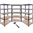 Schwarzes Lagerregal-Set mit drei 90 cm hohen Regalen, stabilen Metallrahmen und robusten Holzregalen, ideal für die Aufbewahrung und Organisation