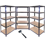 Schwarze T-Rax Lagerregale mit fünf stabilen Regalböden, ideal für die Aufbewahrung, aus robustem Metall und Holz, 90 cm lang und 45 cm breit