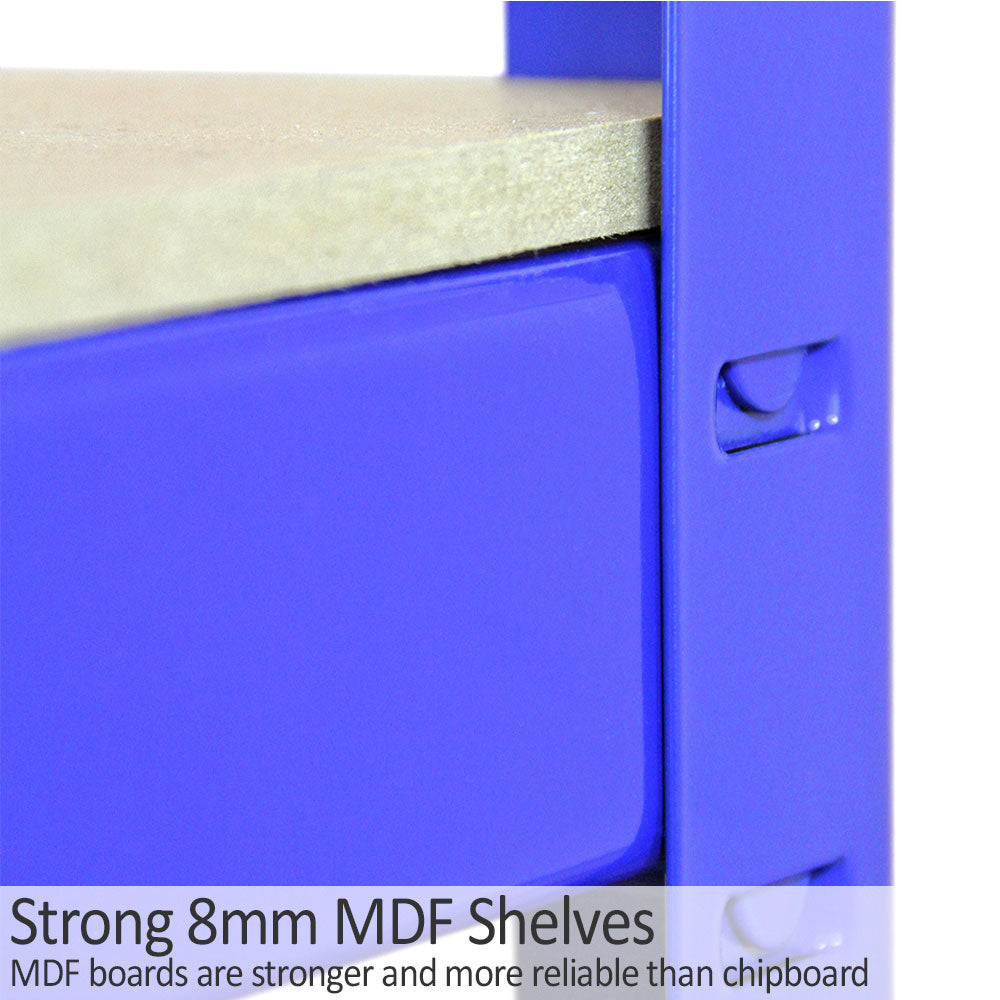 Blaues Monster Racking T-Rax Lagerregal mit stabilen 8 mm MDF-Regalen, ideal für die Aufbewahrung von Werkzeugen und anderen Gegenständen