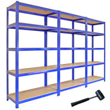 Blaues Monster Racking T-Rax Lagerregal mit fünf stabilen Regalböden aus Holz, ideal für die Aufbewahrung von Werkzeugen und Materialien