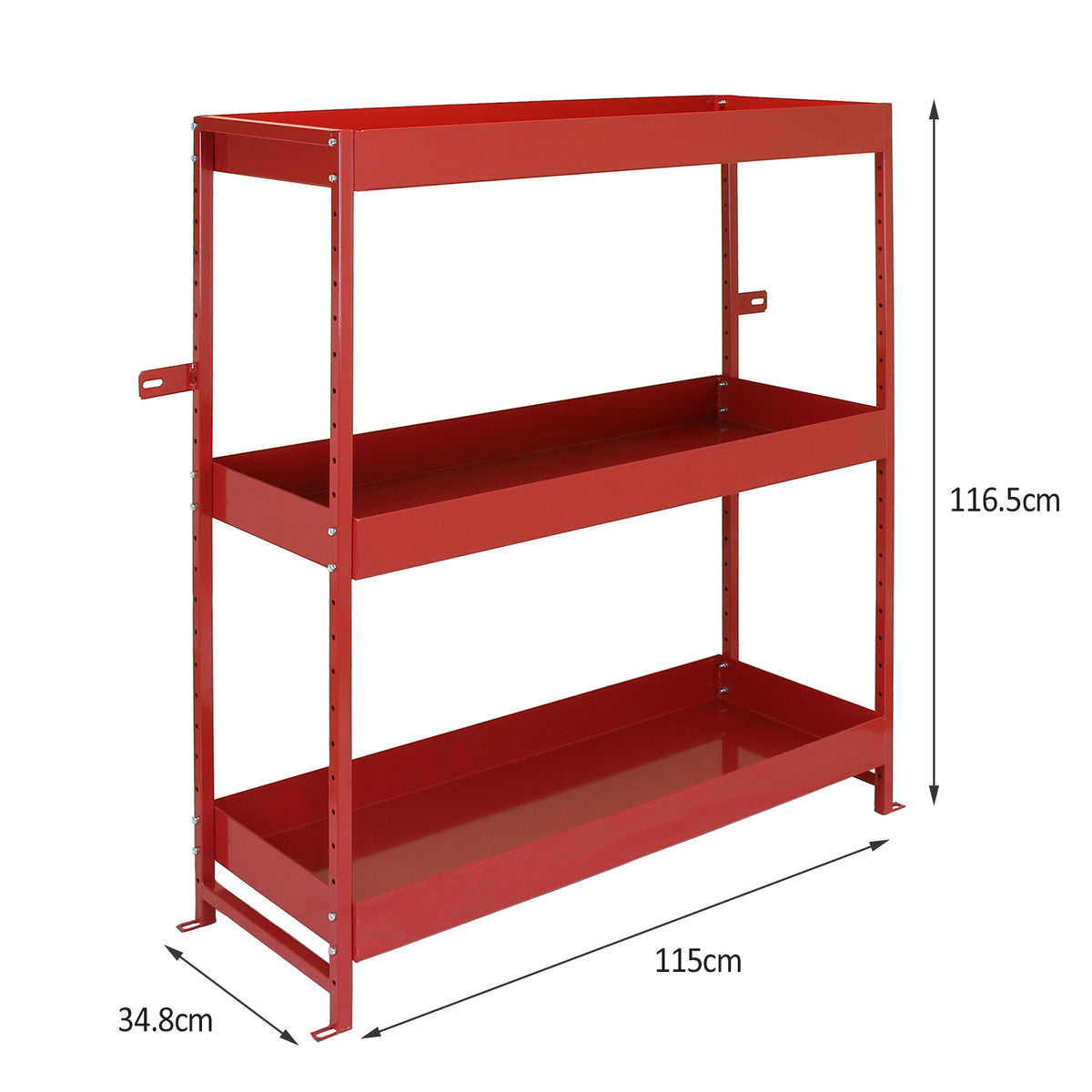 Robustes, rotes Monster Racking Regal mit zwei Regalböden, ideal für die Fahrzeugeinrichtung, Maße: 115 cm x 116,5 cm x 34,8 cm