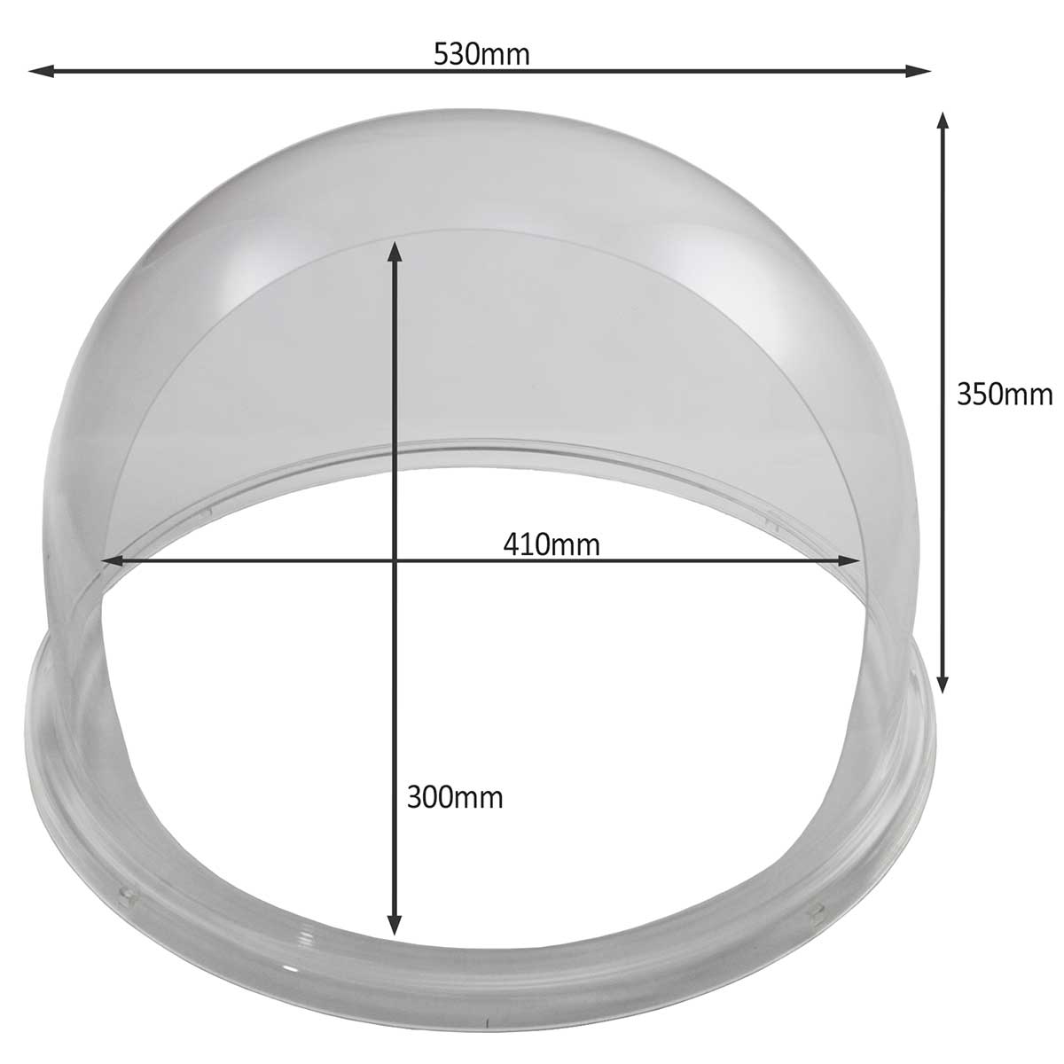 Transparente Schutzkuppel für KuKoo Zuckerwattemaschine, aus klarem Kunststoff, mit runden Kanten und einem Durchmesser von 530 mm und einer Höhe von 350 mm