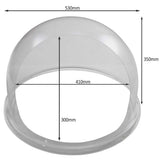 Transparente Schutzkuppel für KuKoo Zuckerwattemaschine, aus klarem Kunststoff, mit runden Kanten und einem Durchmesser von 530 mm und einer Höhe von 350 mm