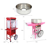 KuKoo 1x Popcornmaschine mit Wagen und 1x Zuckerwattemaschine mit Wagen