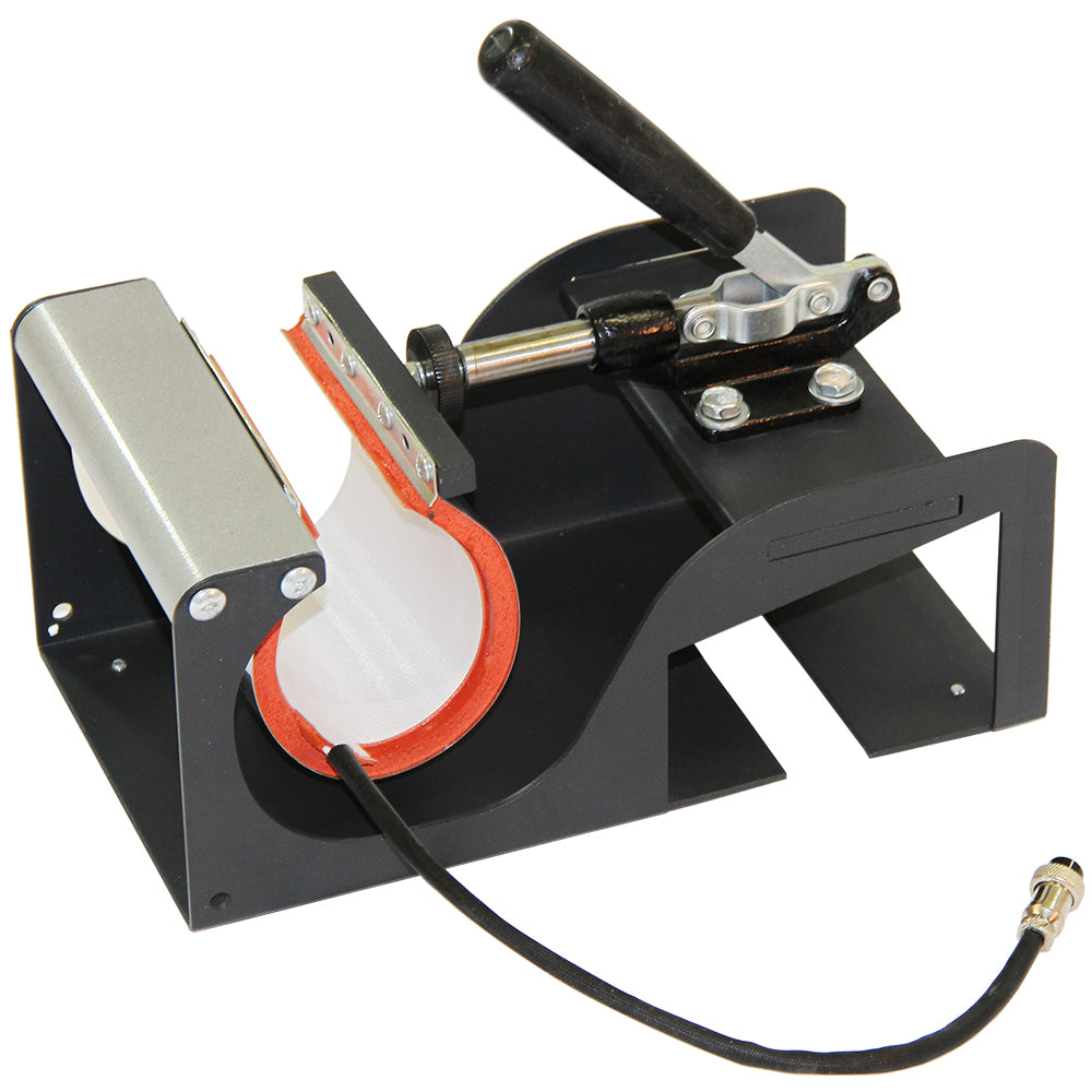 Schwarzes 5-in-1-Gerät mit glänzenden Metallteilen, einem Drucker, einem Vinylschneider und einem Hitzeschutzband für präzise Schneid- und Druckarbeiten