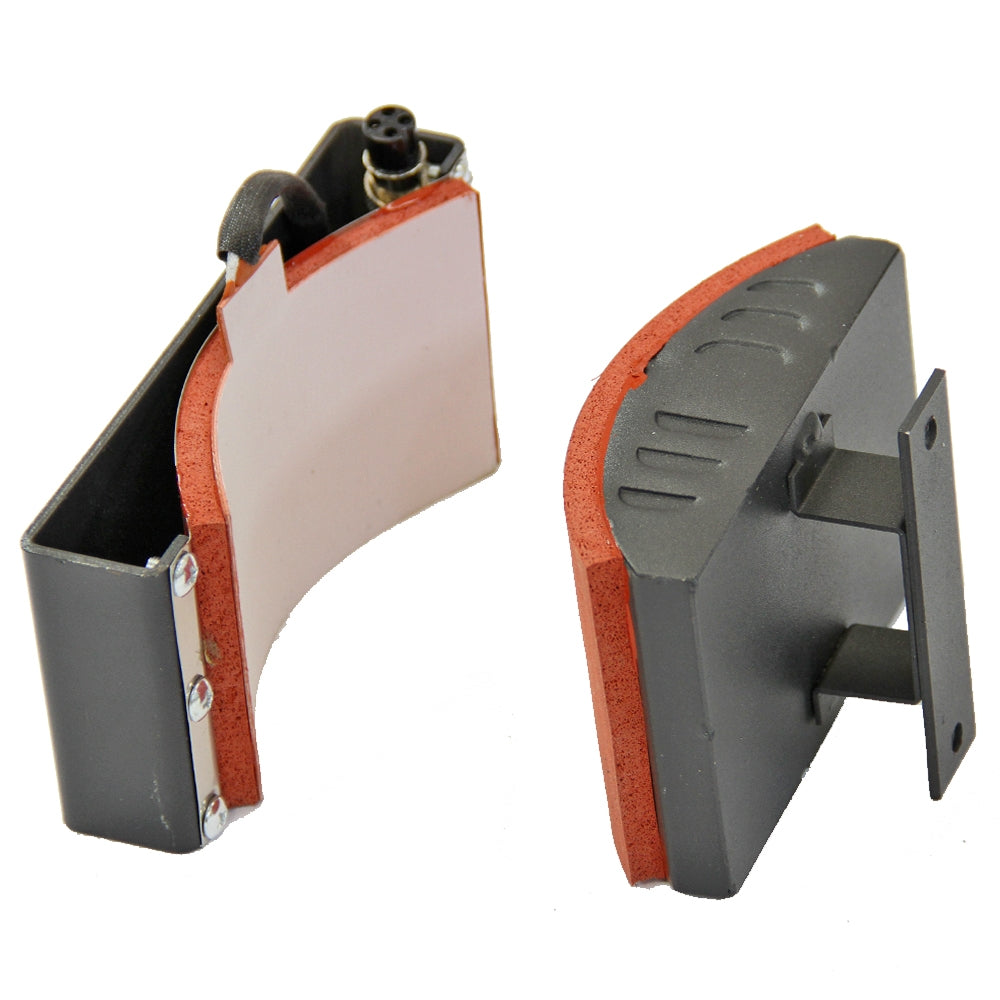 5-in-1 Transferpresse mit rotem Gummipolster und schwarzem Metallrahmen, ideal für den Druck auf verschiedene Materialien und Oberflächen