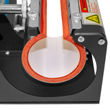 Tassenpresse mit rotem Silikonring und stabiler Metallbasis, ideal für den Druck auf Tassen und personalisierte Geschenke