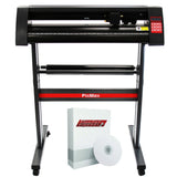 Schwarzer PixMax 720mm Vinyl Schneideplotter mit rotem Akzent, stabiler Metallrahmen, inklusive SignCut Pro Software und Zubehör, ideal für präzise Schneidarbeiten