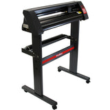 Schwarzer PixMax 720mm Vinyl Schneideplotter mit stabiler Metallstruktur, Rollenhalter und benutzerfreundlichem Bedienfeld für präzises Schneiden