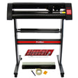 Schwarzer PixMax 720mm Schneideplotter mit rotem Akzent, ausgestattet mit SignCut Pro, Bearbeitungsset, Rollenschneider und Zubehör auf stabiler Basis
