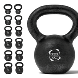 Gusseisen Kettlebell mit 10 kg, matt schwarze Oberfläche, runde Form, stabiler Griff, ideal für Krafttraining und Fitnessübungen