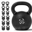 Schwarze Gusseisen-Kettlebell mit 20 kg, runde Form, strukturierte Oberfläche und stabiler Griff für effektives Krafttraining