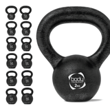 Gusseiserne Kettlebell mit einem Gewicht von 2 kg, schwarz, runde Form, griffiger, ergonomischer Griff für effektives Training