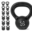 Gusseisen-Kettlebell mit 4 kg Gewicht, schwarz, runde Form, griffiger Handgriff, ideal für Krafttraining und Fitnessübungen