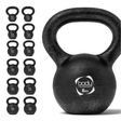 Schwarze Kettlebell aus Gusseisen mit 8 kg, runde Form, strukturierte Oberfläche und ergonomischer Griff für effektives Training