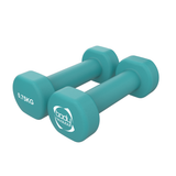 Zwei Neopren-Hanteln in leuchtendem Türkis mit jeweils 0,75 kg, rutschfester Oberfläche und ergonomischem Design für komfortables Training