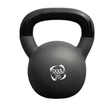Schwarze 20 kg Neopren-Kettlebell mit ergonomischem Griff, runder Form und glatter Oberfläche, ideal für Krafttraining und Fitnessübungen