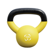 Gelbe 4 kg Neopren-Kettlebell mit schwarzem Griff, runde Form, rutschfeste Oberfläche, ideal für Krafttraining und Fitnessübungen