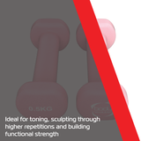 Zwei rosa Neopren-Hanteln à 0,5 kg, ideal zum Toning und Sculpting, mit rutschfester Oberfläche und ergonomischem Griff für optimalen Halt
