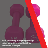 Neopren-Hanteln in leuchtendem Pink, 2 x 3 kg, mit rutschfester Oberfläche, ideal für Krafttraining und funktionelle Übungen