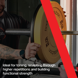 Bunte Olympische Gummigewichte in einem 100-kg-Set, mit gelben und schwarzen Platten, ideal für Krafttraining und funktionelle Fitness