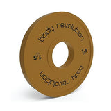 Brauner Fraktionsgewicht mit einem Durchmesser von 15 cm, beschriftet mit "body revolution" und einem Gewicht von 1,5 kg, aus robustem Material gefertigt
