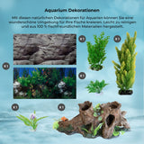 Aquarium-Dekorationen in verschiedenen Grüntönen und natürlichen Texturen, ideal für eine fischfreundliche Umgebung, leicht zu reinigen und aus 100 % sicheren Materialien