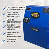 Drechselbank T-Mech mit blauem Gehäuse, 400-Watt-Motor, Geschwindigkeitsanzeige, stabiler Konstruktion und benutzerfreundlichem Design