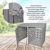 Mülltonnenverkleidung für 2 x 240L, grau gewaschenes Holz, mit geschlossenen Vorderüren und Platz für Vorhängeschloss, ideal für Sicherheit und Nachbarn
