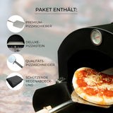 Premium-Pizzaschieber, Deluxe-Pizzastein, Qualitäts-Pizzaschneider und schützende Regenabdeckung für den KuKoo Outdoor Pizzaofen in elegantem Schwarz