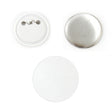 37mm Buttonrohlinge in Weiß und Silber, mit glatter, glänzender Oberfläche und sicherem Ansteckverschluss, ideal für individuelle Designs