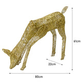 Goldene LED-Rentiere im Set, 61 cm Reh und 1,2 m Hirsch, filigranes Drahtdesign mit leuchtenden Details, ideal für festliche Dekoration