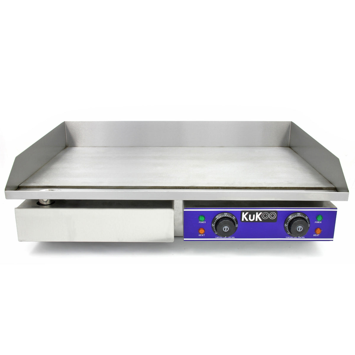 Gastro Griddle Platte Grillplatte 70cm aus Edelstahl mit glatter Oberfläche, zwei Temperaturreglern und robustem Design für vielseitige Grillanwendungen