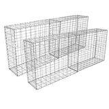 Vier Gabionenkörbe aus verzinktem Draht, rechteckig, mit offenen Gitterstrukturen, ideal für Garten- und Landschaftsbau, Maße 100 x 95 x 30 cm