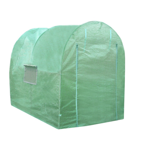 Grüner Polytunnel aus 19mm starkem Material, 3m x 2m groß, mit gewölbtem Dach und seitlichem Fenster für optimale Belüftung und Pflanzenwachstum