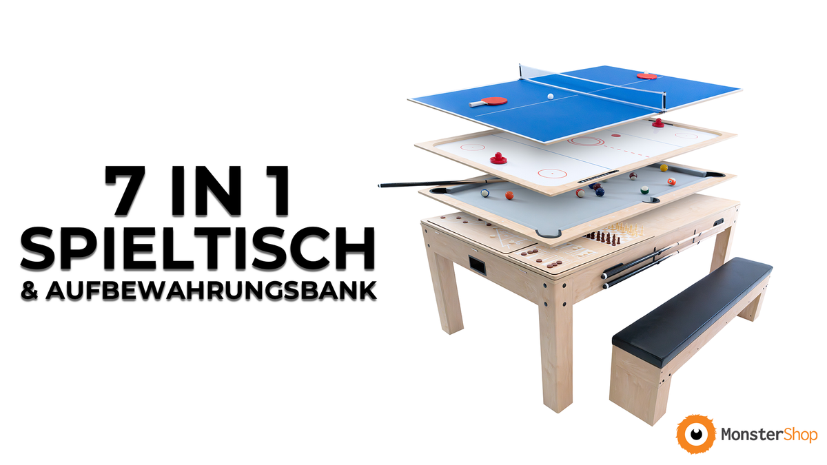 7 In 1 Spieltisch & Sitzbank mit Stauraum - Grau