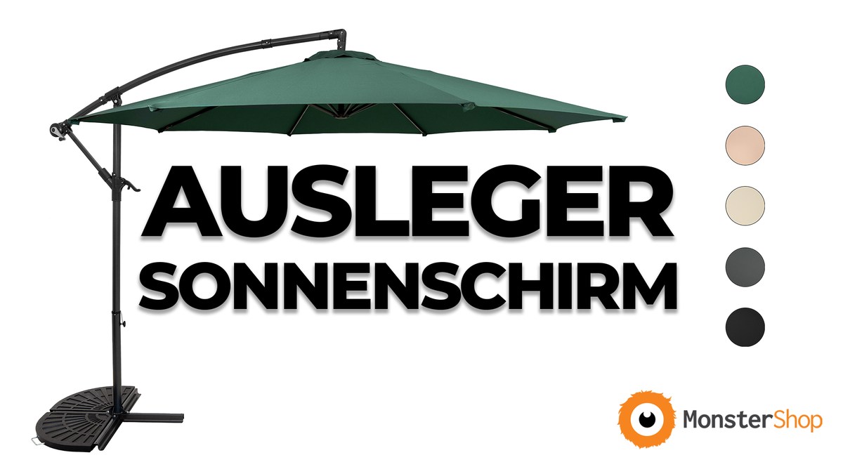 Ausleger-Sonnenschirm 3m mit Halbem Beschwerfuß – Creme