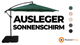 Ausleger-Sonnenschirm 3m mit Quadratischem Beschwerungsfuß – Grau