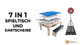 7 In 1 Spieltisch Dart Set & LED Ringlicht – Grau