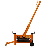 Der T-Mech 430mm Steinknacker in leuchtendem Orange, mit einem stabilen Rahmen, einer langen Hebelstange und zwei robusten Rädern für einfache Mobilität