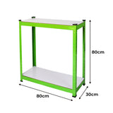 Grüner Polytunnel mit Regalen, 6m x 3m, stabiler Metallrahmen, zwei Ebenen, ideal für Pflanzenzucht und Gartenbedarf, Maße 80cm x 30cm x 80cm