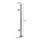 Edelstahl-Balustrade Endpfosten mit einer Höhe von 110 cm, glänzende Oberfläche, zylindrische Form, Durchmesser 10,5 cm und Basis von 9,8 cm